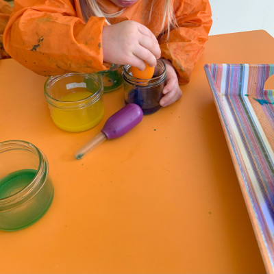 Pipettieren: blau+gelb=grün